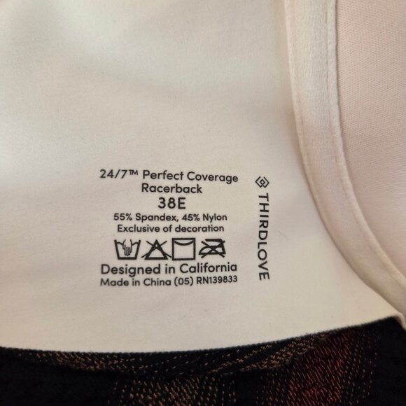 Thirdlove US Womens 38E 24/7 Perfect Coverage Racerback Bra Nude Ivory Comfort - Picture 5 of 6